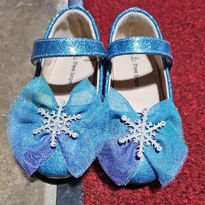 Blue Glitter Kids Shoes with Snowflake Design